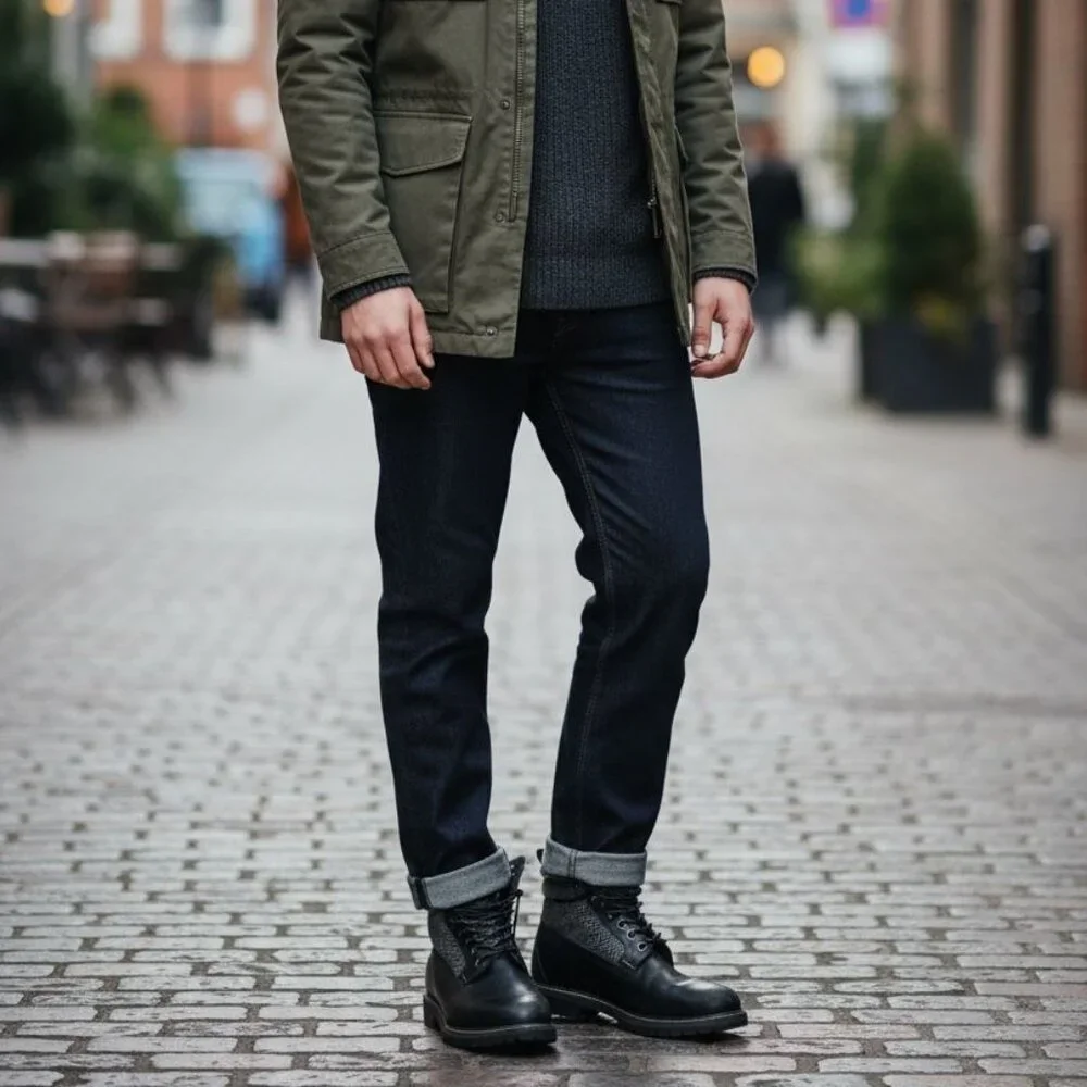 Timberland Leather & Wool Winter Boots - Black/Grey size 9 (A2)